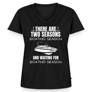 Régate de bateaux . Yacht à moteur à moteur. Yacht à voile - T-shirt encolure en V Premium bio Femme - noir - Devant - AI Model Female 172 light (172cm)