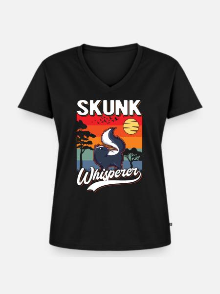 Stinktier Flüsterer Skunk Whisperer - Frauen Premium Bio T-Shirt mit V-Ausschnitt - Schwarz