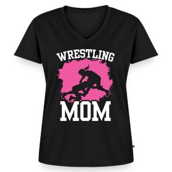 Wrestling Mama Ringer Wrestler Ringen Ringkampf - Frauen Premium Bio T-Shirt mit V-Ausschnitt - Schwarz - Vorne - AI Model Female 172 light (172cm)