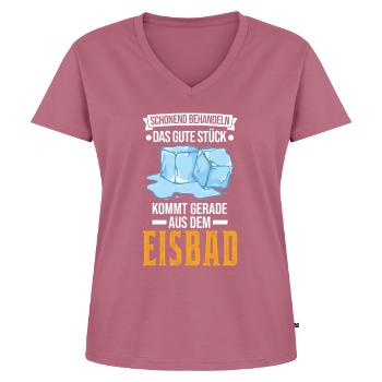 Eisbad Eisbaden Winterbad Eisschwimmen - Frauen Premium Bio T-Shirt mit V-Ausschnitt - Mauve - Vorne - AI Model Female 172 dark (172cm)