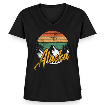 Alaska - Frauen Premium Bio T-Shirt mit V-Ausschnitt - Schwarz - Vorne - AI Model Female 172 light (172cm)