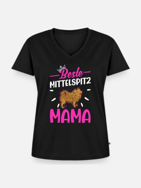 Beste Mittelspitz Mama - Frauen Premium Bio T-Shirt mit V-Ausschnitt - Schwarz