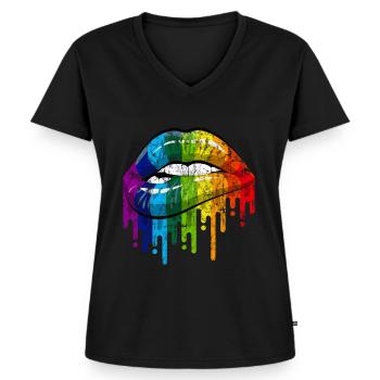 Gay Pride - Premium økologisk T-skjorte med V-hals for kvinner - svart - Foran - AI Model Female 172 light (172cm)