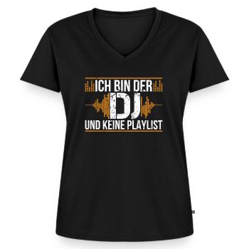 DJ Musik Club Spruch - Frauen Premium Bio T-Shirt mit V-Ausschnitt - Schwarz - Vorne - AI Model Female 172 light (172cm)