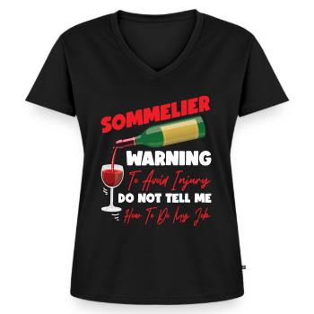 Sommelier Wine Drinking Tasting - Frauen Premium Bio T-Shirt mit V-Ausschnitt - Schwarz - Vorne - AI Model Female 172 light (172cm)