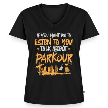 Parkour Free Running Traceur - T-shirt encolure en V Premium bio Femme - noir - Devant - AI Model Female 172 light (172cm)