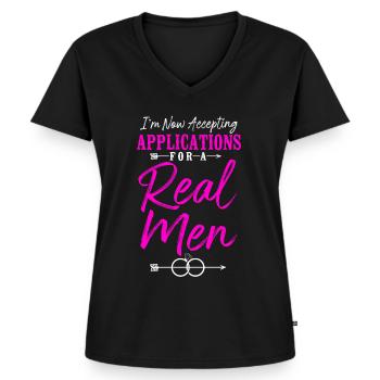Happy Divorce Party I'm Now - Frauen Premium Bio T-Shirt mit V-Ausschnitt - Schwarz - Vorne - AI Model Female 172 light (172cm)