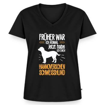 Heute habe ich einen Hannoverscher Schweißhund - Frauen Premium Bio T-Shirt mit V-Ausschnitt - Schwarz - Vorne - AI Model Female 172 light (172cm)