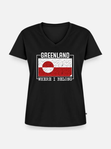 Grönland - Frauen Premium Bio T-Shirt mit V-Ausschnitt - Schwarz