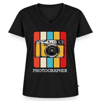 photographer - Women's Premium Organic V-neck T-shirt - black - Front - AI Model Female 172 light (172cm)