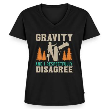Gravity and I respectfully disagree Arbo - Women's Premium Organic V-neck T-shirt - black - Front - AI Model Female 172 light (172cm)