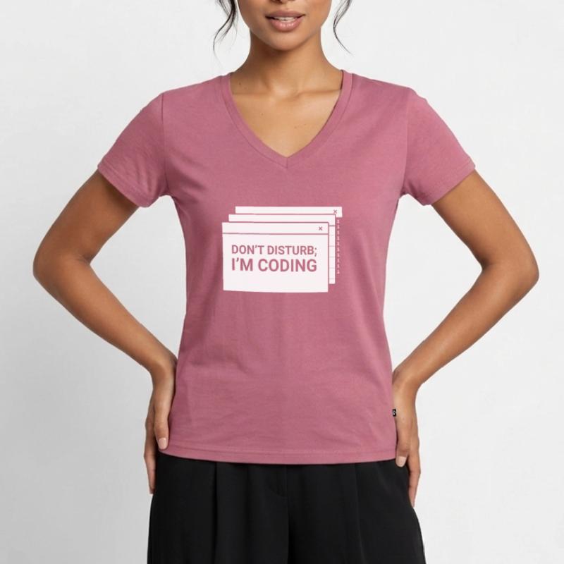 Stören Sie Nicht Ich Programmiere Coder Coding Frauen Premium Bio T-Shirt mit V-Ausschnitt