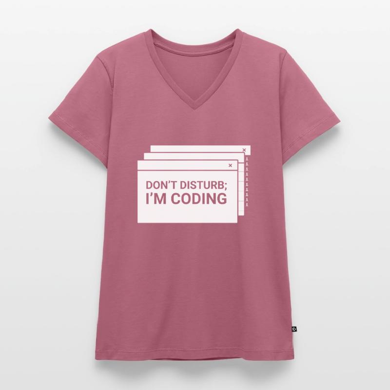 Stören Sie Nicht Ich Programmiere Coder Coding Frauen Premium Bio T-Shirt mit V-Ausschnitt