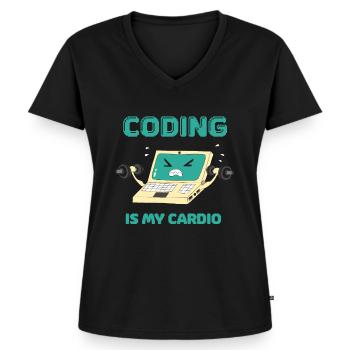 Programmer Coding Fitness Funny Computer Scientist - Women's Premium Organic V-neck T-shirt - black - Front - AI Model Female 172 light (172cm)