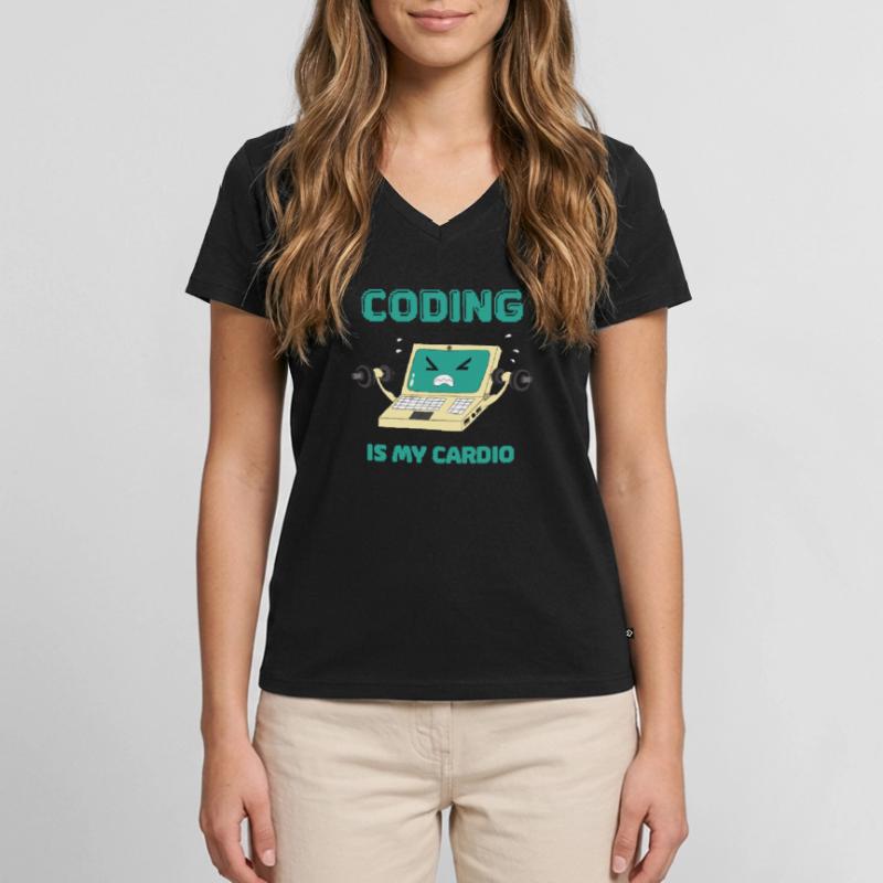 Programmer Coding Fitness Funny Computer Scientist Women's Premium Organic V-neck T-shirt