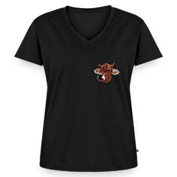 Cow Farm Motif Print - Women's Premium Organic V-neck T-shirt - black - Front - AI Model Female 172 light (172cm)