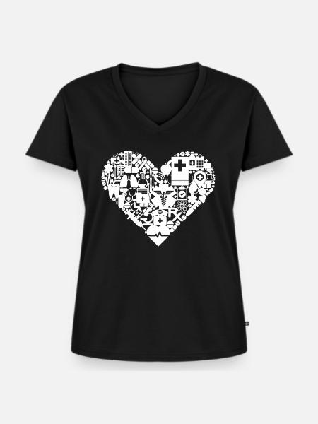 Sanitäter Rettungsdienst Herz - Frauen Premium Bio T-Shirt mit V-Ausschnitt - Schwarz