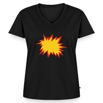 Comic Explosion - Frauen Premium Bio T-Shirt mit V-Ausschnitt - Schwarz - Vorne - AI Model Female 172 light (172cm)