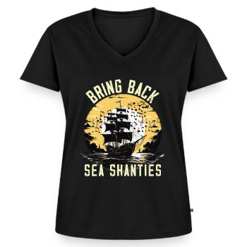 Song Sea Shanty Design Für Lieben Singen Boots - Frauen Premium Bio T-Shirt mit V-Ausschnitt - Schwarz - Vorne - AI Model Female 172 light (172cm)