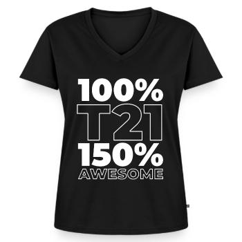 Down Syndrom T21 Trisomie - Frauen Premium Bio T-Shirt mit V-Ausschnitt - Schwarz - Vorne - AI Model Female 172 light (172cm)