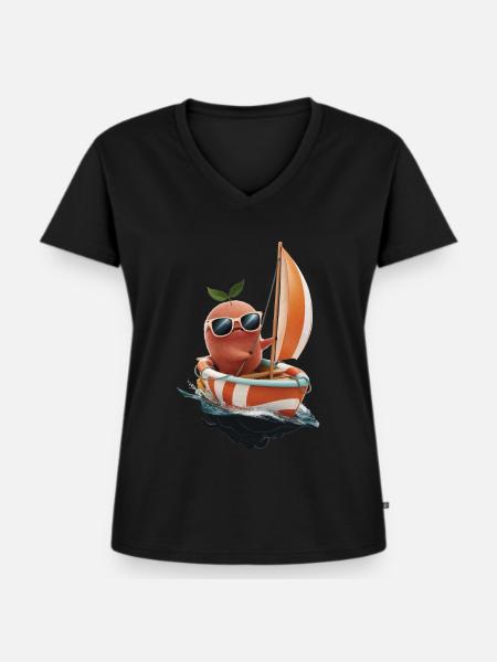Obst Aprikose Bootfahren Geschenk - Frauen Premium Bio T-Shirt mit V-Ausschnitt - Schwarz