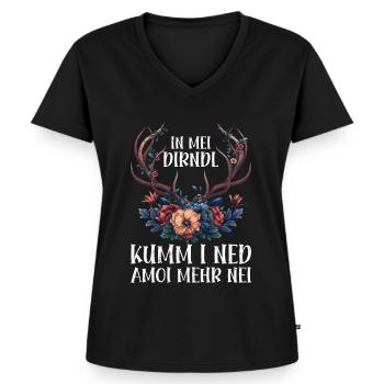 Dirndl zu klein Trachtenshirt Damen Tracht Dirndl - Frauen Premium Bio T-Shirt mit V-Ausschnitt - Schwarz - Vorne - AI Model Female 172 light (172cm)