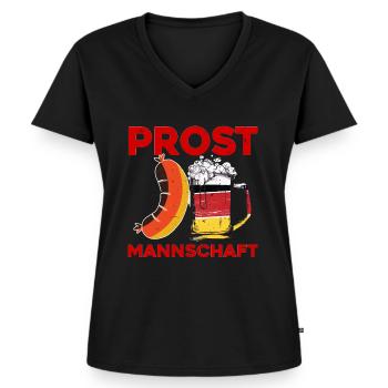 Münchner Volksfest PROST MANNSCHAFT Lustiges - Women's Premium Organic V-neck T-shirt - black - Front - AI Model Female 172 light (172cm)