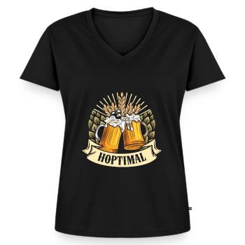 Münchner Volksfest HOPTIMAL Lustiges Bierfan - Frauen Premium Bio T-Shirt mit V-Ausschnitt - Schwarz - Vorne - AI Model Female 172 light (172cm)