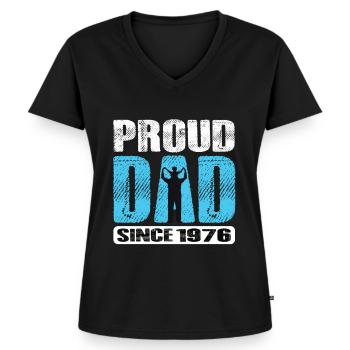 Proud Dad Since 1976 - Women's Premium Organic V-neck T-shirt - black - Front - AI Model Female 172 light (172cm)