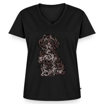 Dog - Women's Premium Organic V-neck T-shirt - black - Front - AI Model Female 172 light (172cm)