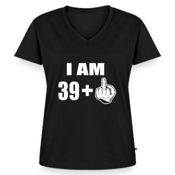 40 Geburtstag - Frauen Premium Bio T-Shirt mit V-Ausschnitt - Schwarz - Vorne - AI Model Female 172 light (172cm)