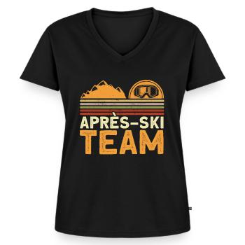 Apres Ski Team - Frauen Premium Bio T-Shirt mit V-Ausschnitt - Schwarz - Vorne - AI Model Female 172 light (172cm)