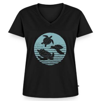 Turtle - Women's Premium Organic V-neck T-shirt - black - Front - AI Model Female 172 light (172cm)