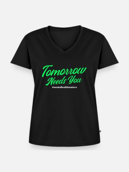 Tomorrow Needs You - Frauen Premium Bio T-Shirt mit V-Ausschnitt - Schwarz
