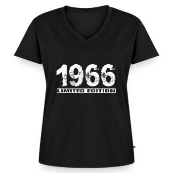 Limited Edition 1966 - Frauen Premium Bio T-Shirt mit V-Ausschnitt - Schwarz - Vorne - AI Model Female 172 light (172cm)