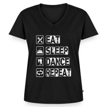 Eat Sleep Dance Repeat - Frauen Premium Bio T-Shirt mit V-Ausschnitt - Schwarz - Vorne - AI Model Female 172 light (172cm)