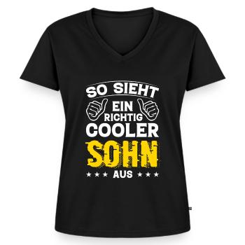 Sohn Sohn Geburtstag Sohn Sprüche Bester Sohn - Frauen Premium Bio T-Shirt mit V-Ausschnitt - Schwarz - Vorne - AI Model Female 172 light (172cm)