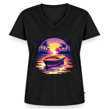 Boot - Frauen Premium Bio T-Shirt mit V-Ausschnitt - Schwarz - Vorne - AI Model Female 172 light (172cm)