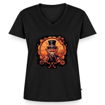 Steampunk Streetwear - Women's Premium Organic V-neck T-shirt - black - Front - AI Model Female 172 light (172cm)