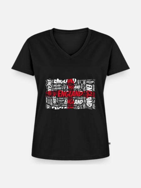 England - Frauen Premium Bio T-Shirt mit V-Ausschnitt - Schwarz