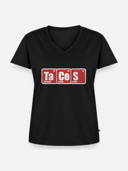 Taco - Frauen Premium Bio T-Shirt mit V-Ausschnitt - Schwarz