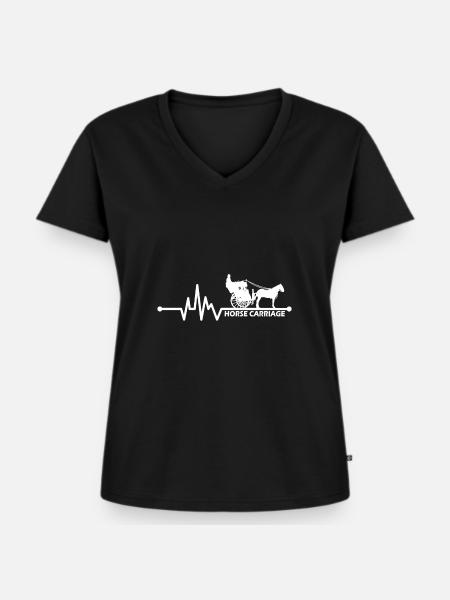 Pferdekutsche Herzschlag für Pferde Kutscher - Frauen Premium Bio T-Shirt mit V-Ausschnitt - Schwarz