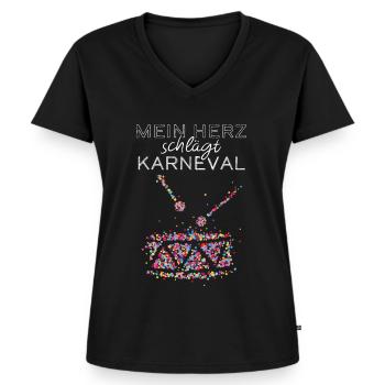 Trommel Trommler Karneval Köln Konfetti Kölle - Frauen Premium Bio T-Shirt mit V-Ausschnitt - Schwarz - Vorne - AI Model Female 172 light (172cm)