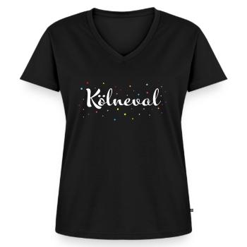 Karneval Köln Konfetti Fasching Kostümersatz - Frauen Premium Bio T-Shirt mit V-Ausschnitt - Schwarz - Vorne - AI Model Female 172 light (172cm)