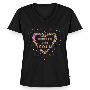 Konfetti Köln Kölner Karneval Kölle Kostümersatz - Frauen Premium Bio T-Shirt mit V-Ausschnitt - Schwarz - Vorne - AI Model Female 172 light (172cm)