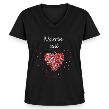 Närrin Karneval Fasching Jeck Konfetti Rot Weiss - Frauen Premium Bio T-Shirt mit V-Ausschnitt - Schwarz - Vorne - AI Model Female 172 light (172cm)