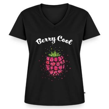 Himbeere Berry Cool Kostümersatz Karneval Fasching - Frauen Premium Bio T-Shirt mit V-Ausschnitt - Schwarz - Vorne - AI Model Female 172 light (172cm)
