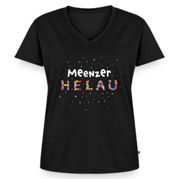 Meenzer Helau Karneval Fasching Konfetti Fasnacht - Frauen Premium Bio T-Shirt mit V-Ausschnitt - Schwarz - Vorne - AI Model Female 172 light (172cm)
