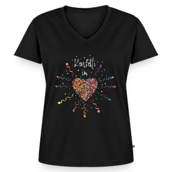 Konfetti im Herzen Karneval Fasching Kostümersatz - Frauen Premium Bio T-Shirt mit V-Ausschnitt - Schwarz - Vorne - AI Model Female 172 light (172cm)
