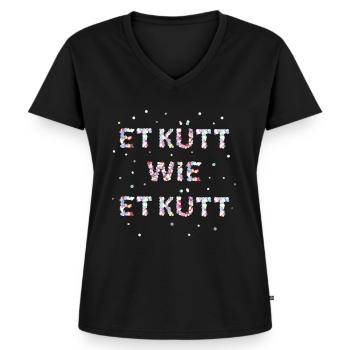Et kütt wie et kütt Köln Kölsch Karneval Kölner - Frauen Premium Bio T-Shirt mit V-Ausschnitt - Schwarz - Vorne - AI Model Female 172 light (172cm)